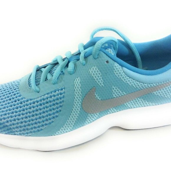 Girls 6.5 Youth Nike Revolution 4 943306 400 Aqua Blue Silver Sneakers New - Picture 5 of 5